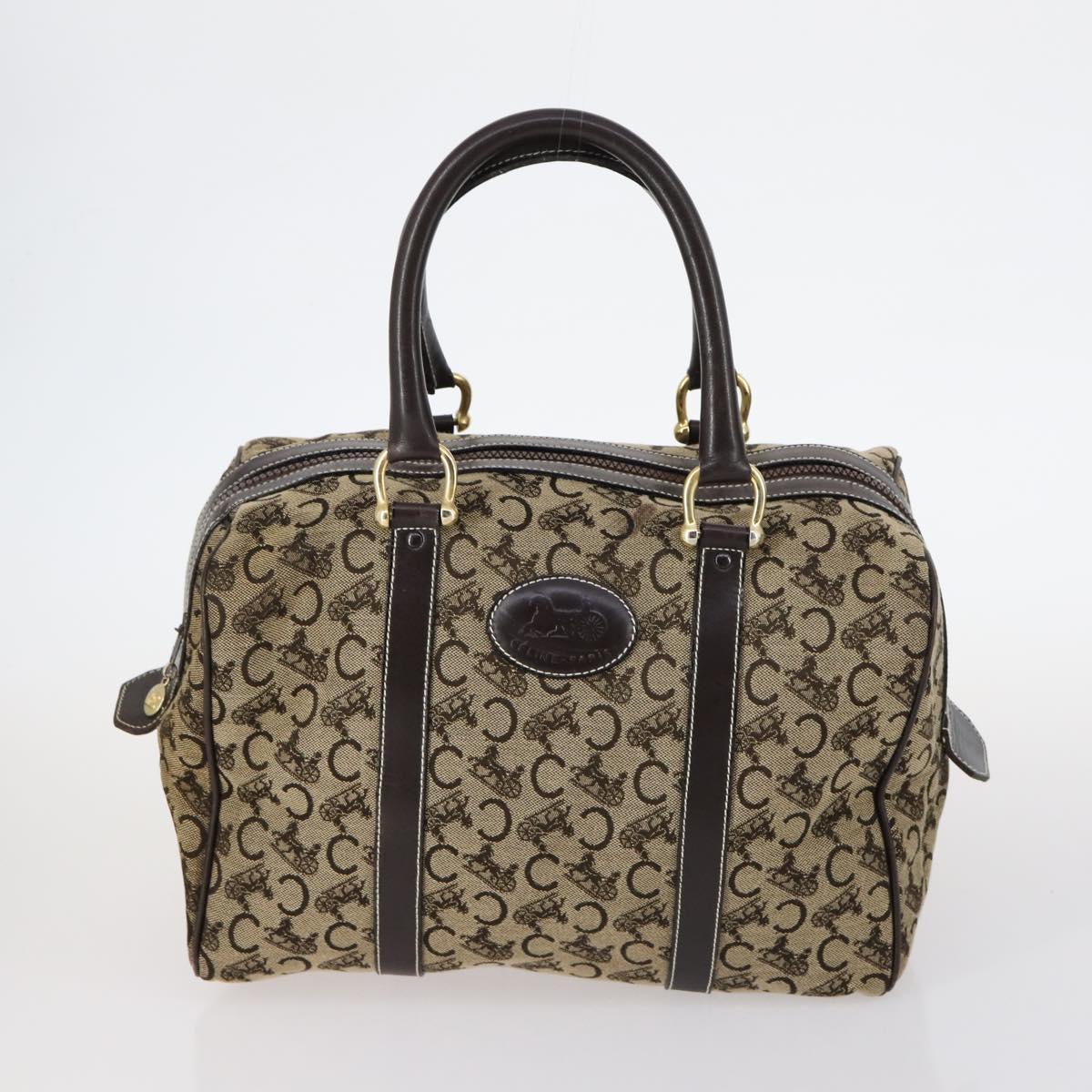 CELINE C Macadam Canvas Shoulder Bag PVC Leather 3Set Brown Gold Auth 142449