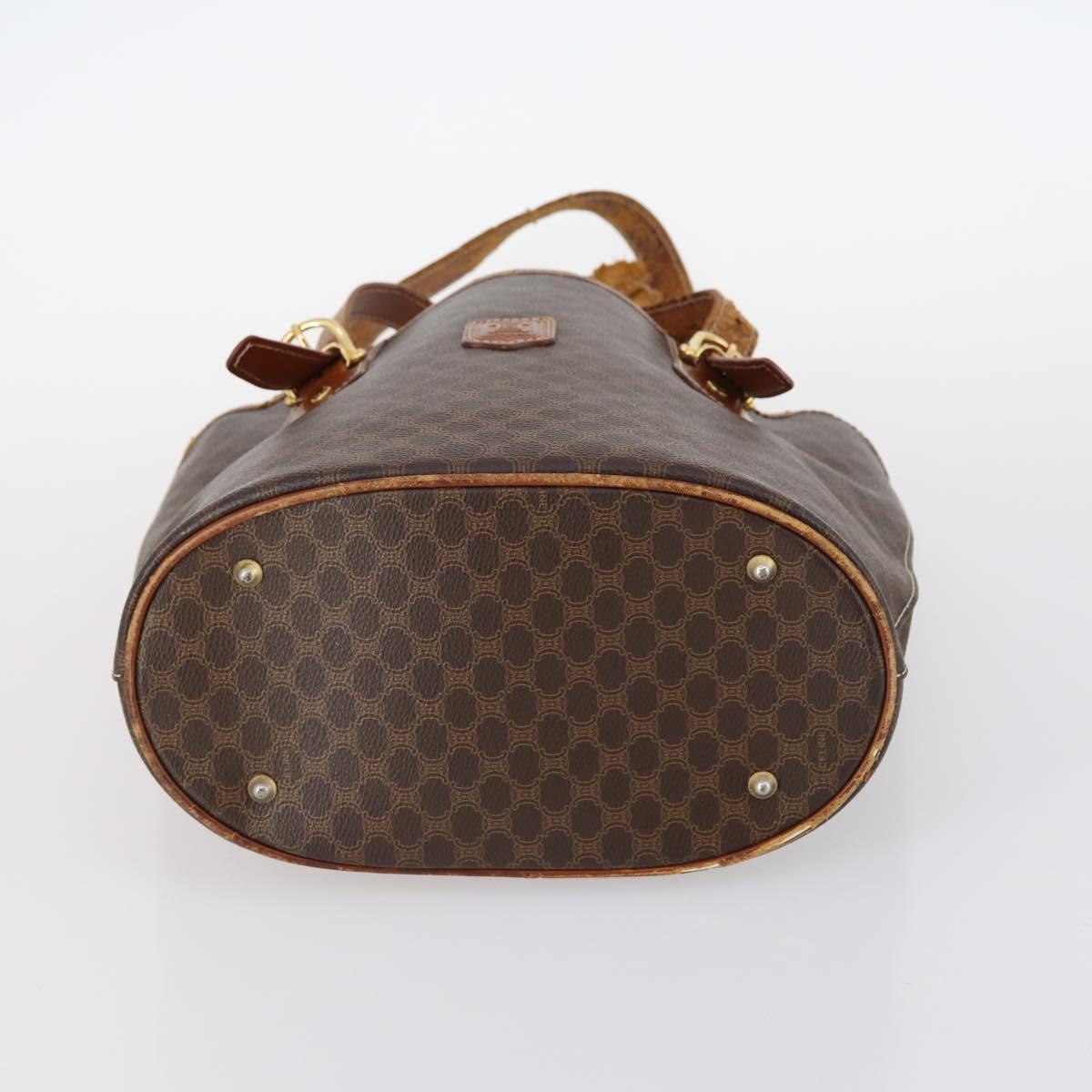CELINE C Macadam Canvas Shoulder Bag PVC Leather 3Set Brown Gold Auth 142449