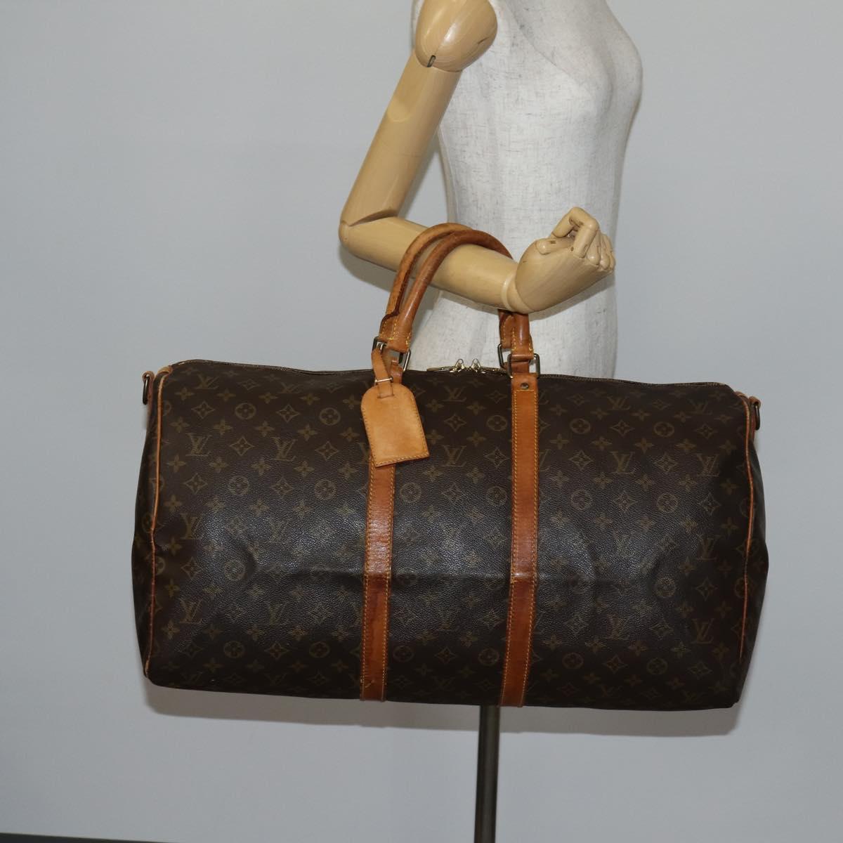 LOUIS VUITTON Monogram Keepall Bandouliere 55 Boston Bag M41414 LV Auth 142469