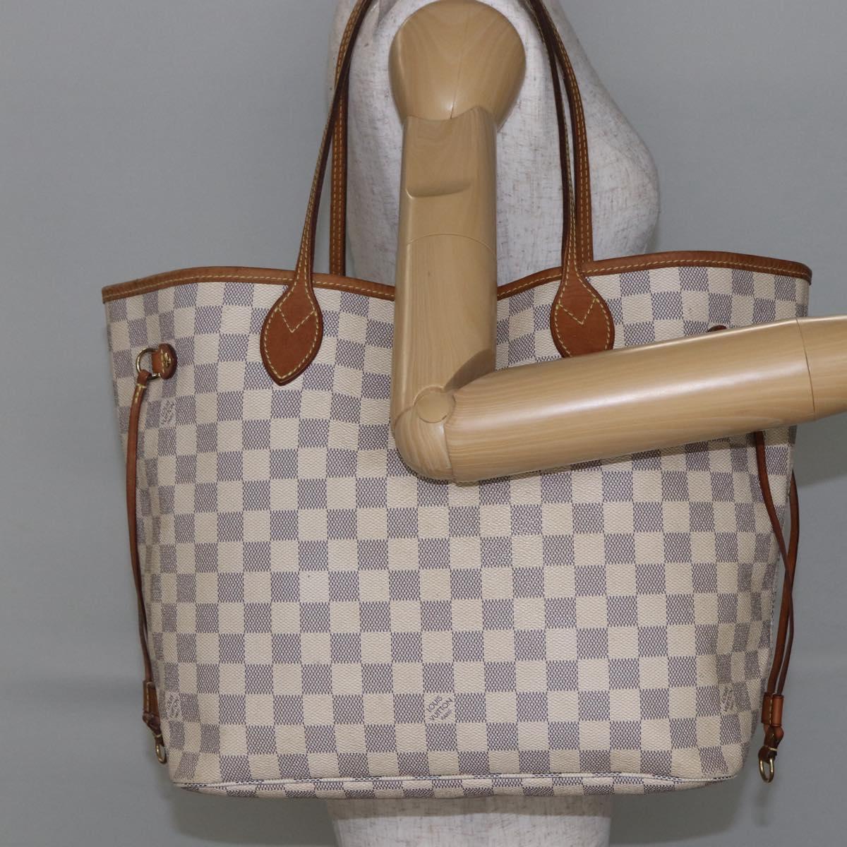 LOUIS VUITTON Damier Azur Neverfull MM Tote Bag N41605 LV Auth 142487