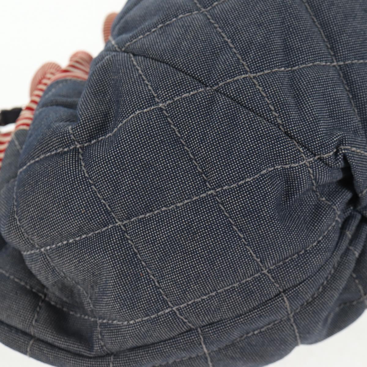 CHANEL Chain Tote Bag Denim Blue Silver CC Auth 142514V