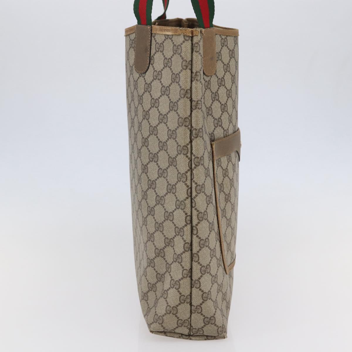 GUCCI GG Supreme Web Sherry Line Tote Bag PVC Beige Red 39 02 003 Auth 142515