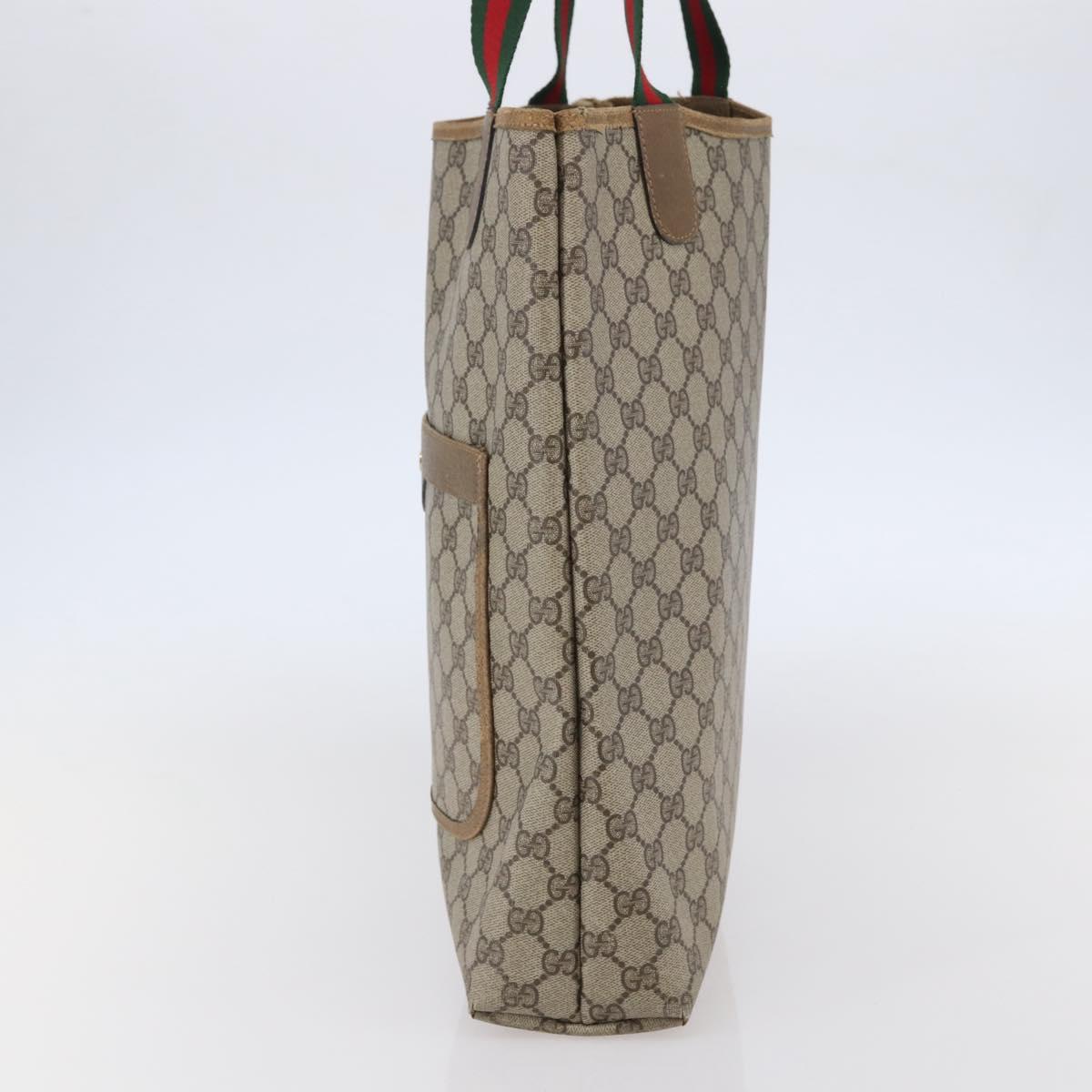 GUCCI GG Supreme Web Sherry Line Tote Bag PVC Beige Red 39 02 003 Auth 142515