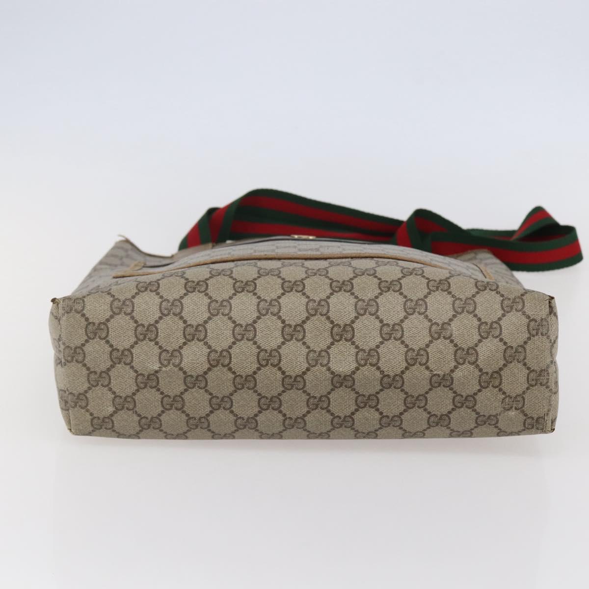 GUCCI GG Supreme Web Sherry Line Tote Bag PVC Beige Red 39 02 003 Auth 142515