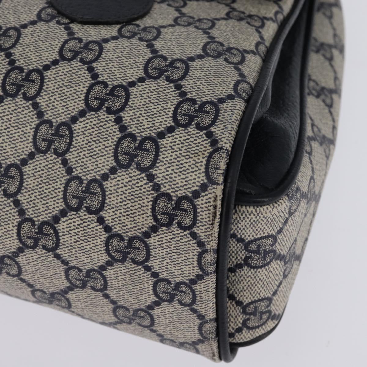 GUCCI GG Supreme Hand Bag PVC Navy Gold 116 02 080 Auth 142523