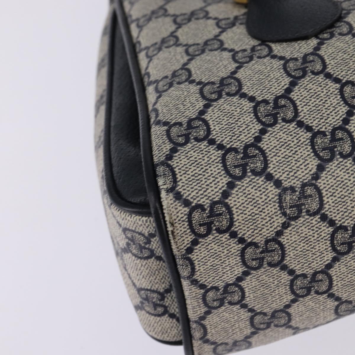 GUCCI GG Supreme Hand Bag PVC Navy Gold 116 02 080 Auth 142523