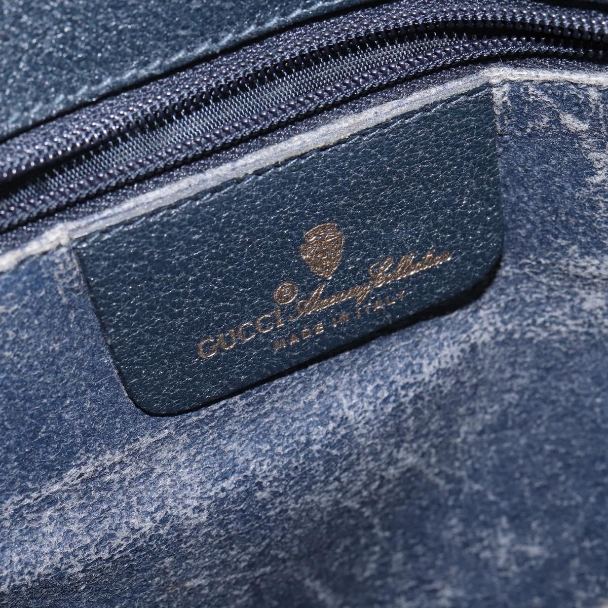 GUCCI GG Supreme Hand Bag PVC Navy Gold 116 02 080 Auth 142523