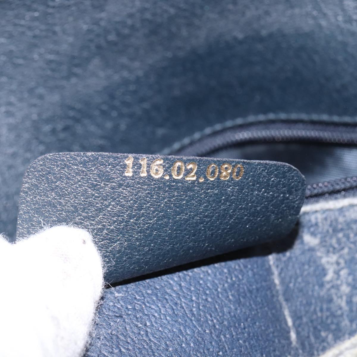 GUCCI GG Supreme Hand Bag PVC Navy Gold 116 02 080 Auth 142523