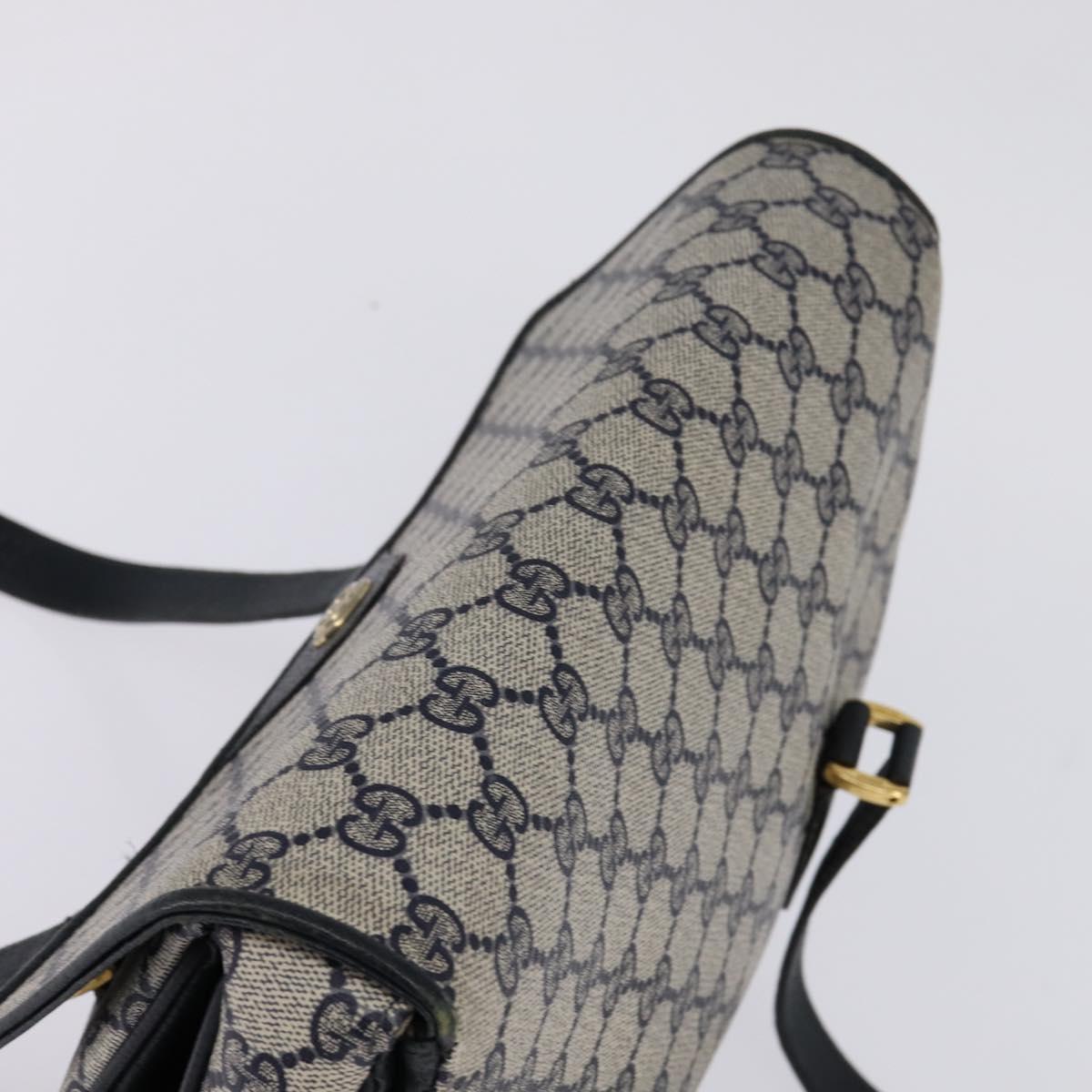 GUCCI GG Supreme Hand Bag PVC Navy Gold 116 02 080 Auth 142523