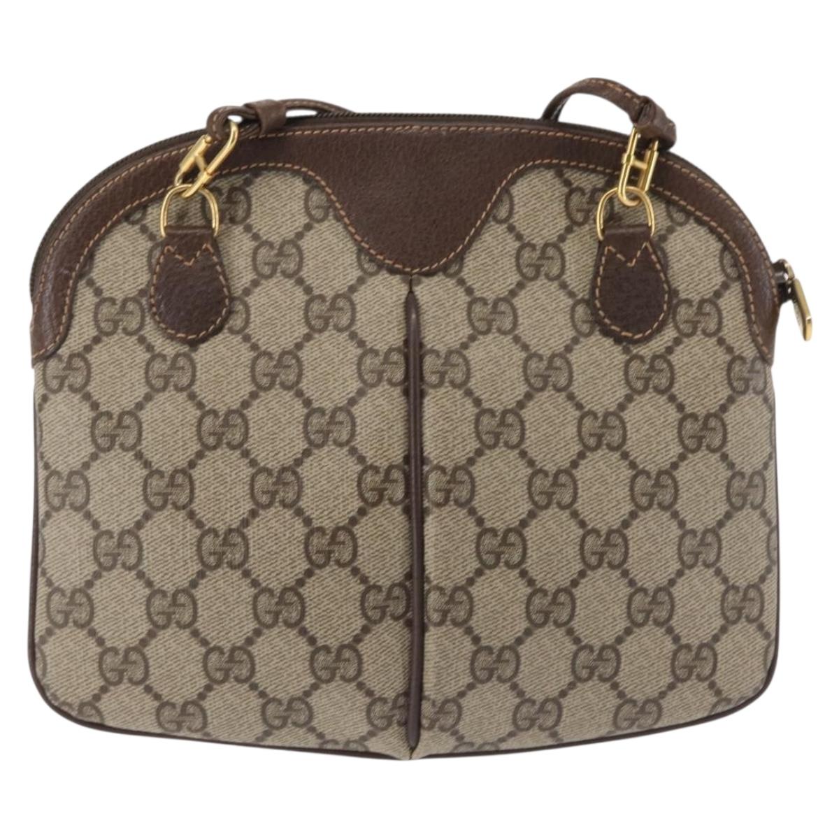 GUCCI GG Supreme Web Sherry Line Shoulder Bag PVC Beige 904 02 047 Auth 142525