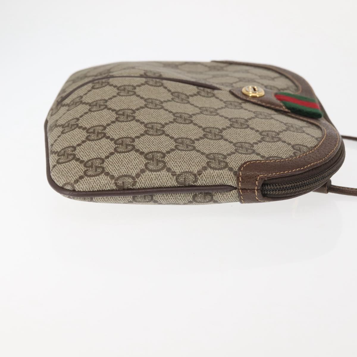 GUCCI GG Supreme Web Sherry Line Shoulder Bag PVC Beige 904 02 047 Auth 142525