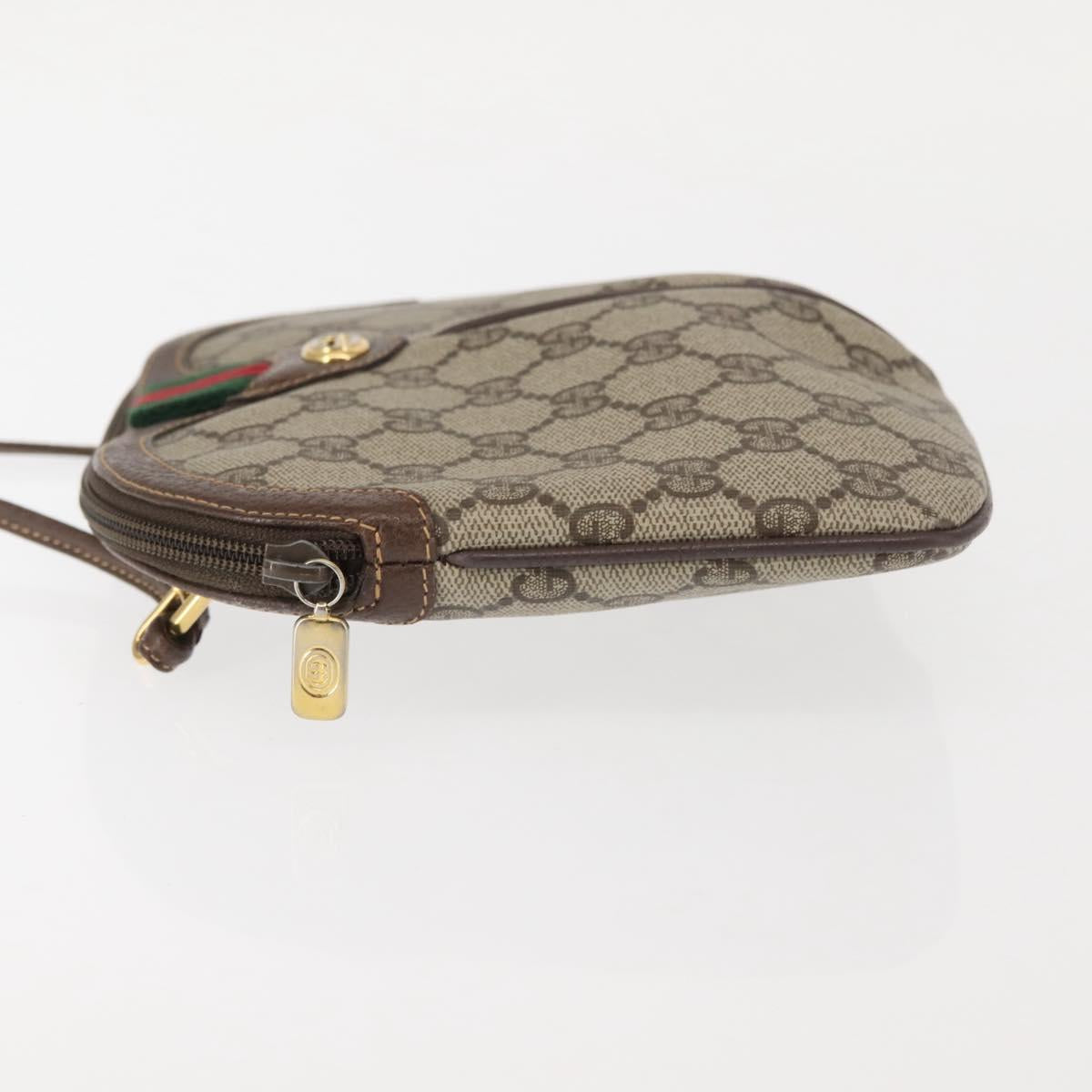 GUCCI GG Supreme Web Sherry Line Shoulder Bag PVC Beige 904 02 047 Auth 142525