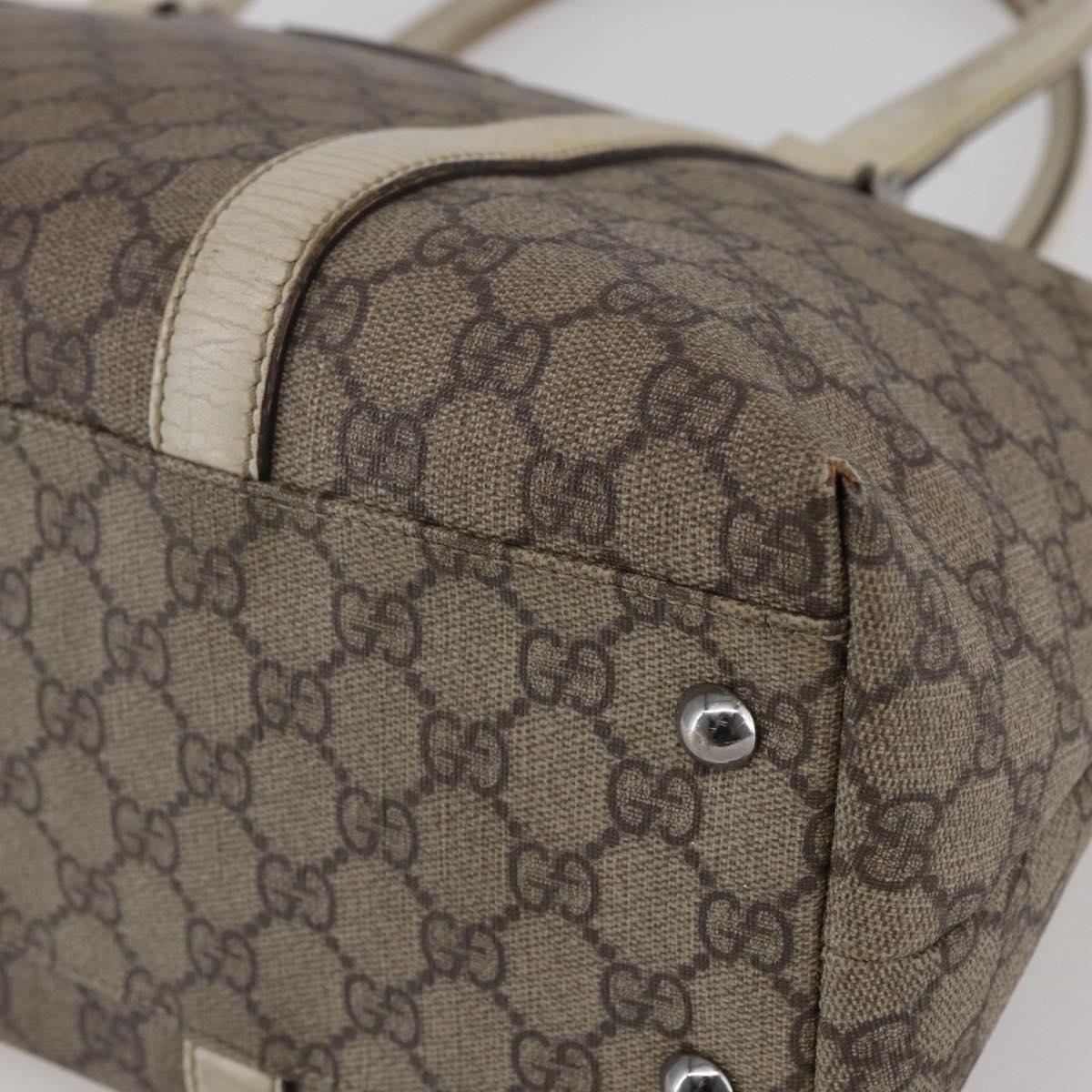 GUCCI GG Supreme Tote Bag PVC Beige Silver 114595 Auth 142526