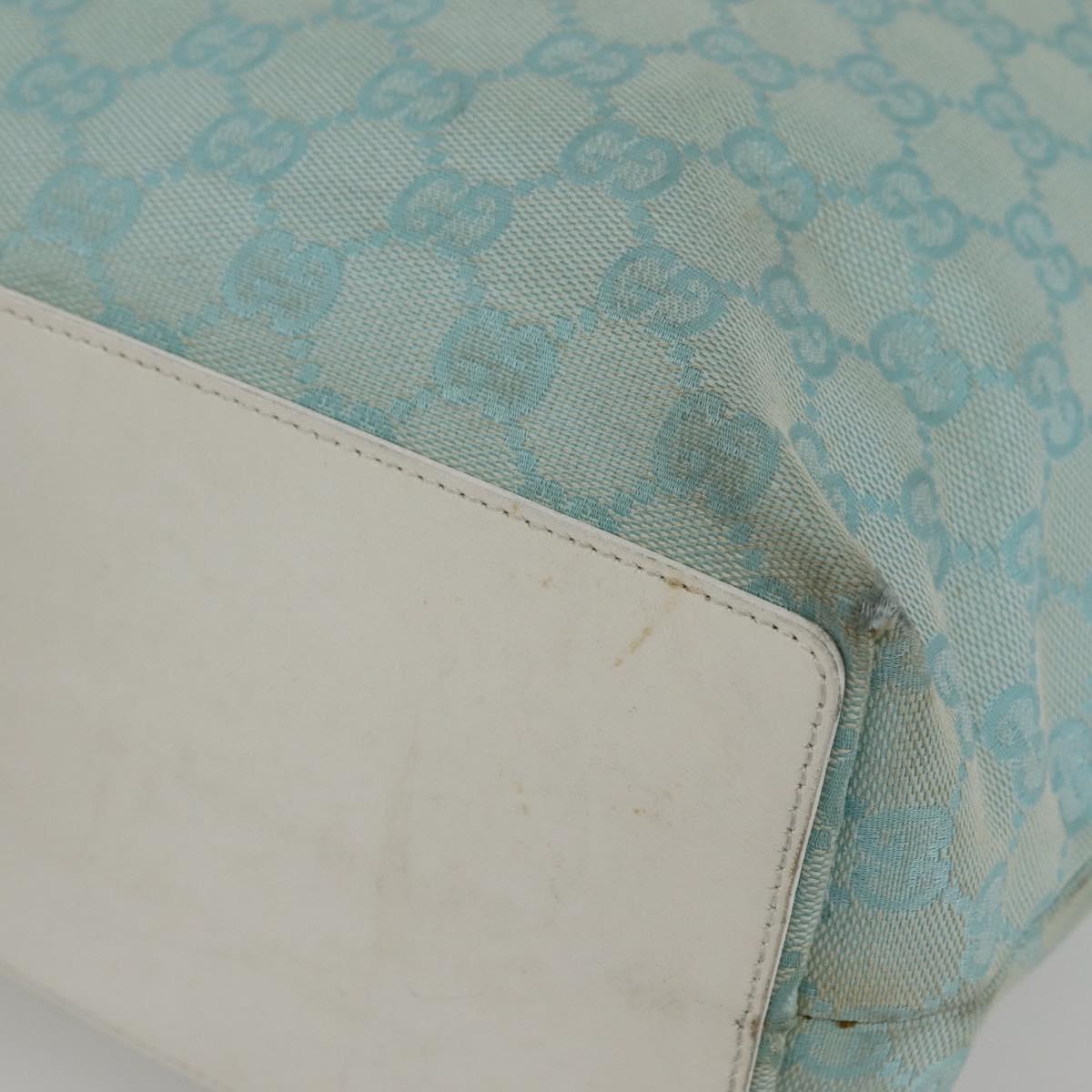 GUCCI GG Canvas Tote Bag Light Blue Gold 002 1098 3444 Auth 142530