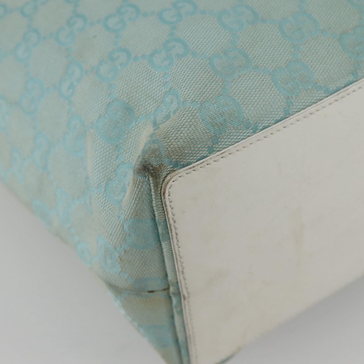 GUCCI GG Canvas Tote Bag Light Blue Gold 002 1098 3444 Auth 142530
