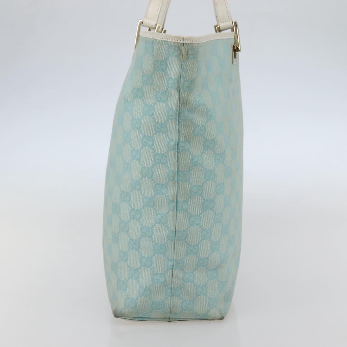 GUCCI GG Canvas Tote Bag Light Blue Gold 002 1098 3444 Auth 142530