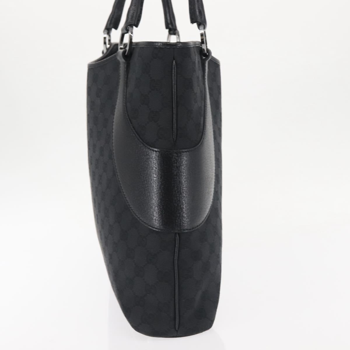 GUCCI GG Canvas Tote Bag Black Silver 113016 Auth 142531