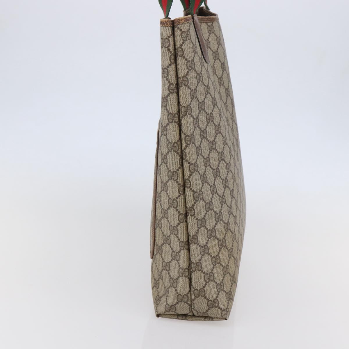GUCCI GG Supreme Web Sherry Line Tote Bag PVC Beige Red 378 02 003 Auth 142533