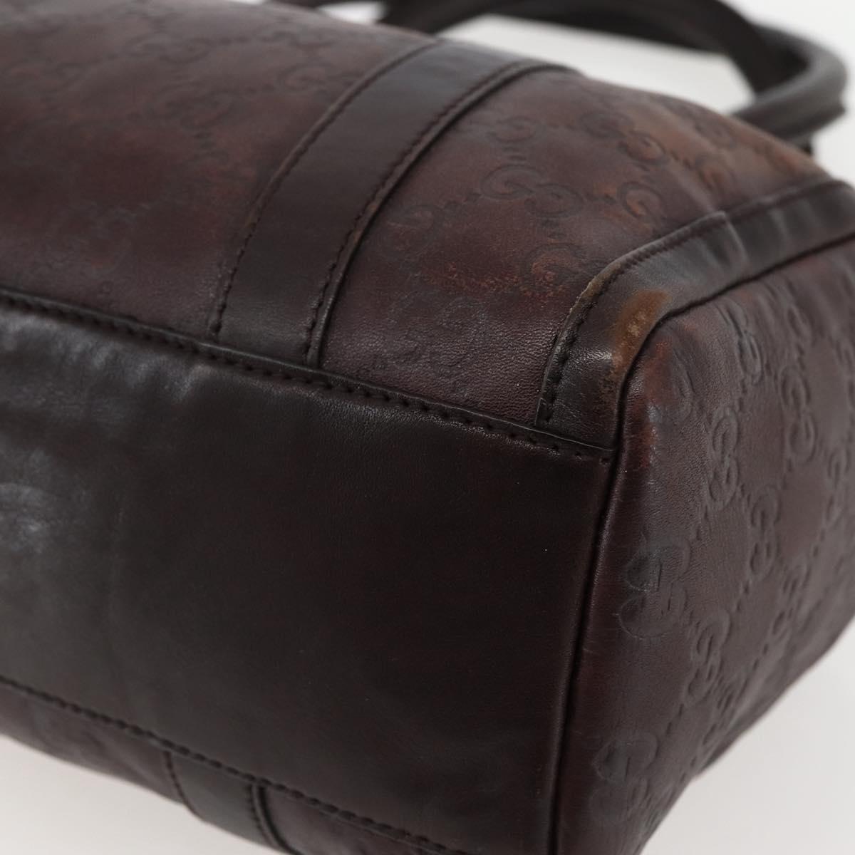 GUCCI GG Canvas Guccissima Hand Bag Leather Brown Gold 130942 Auth 142535