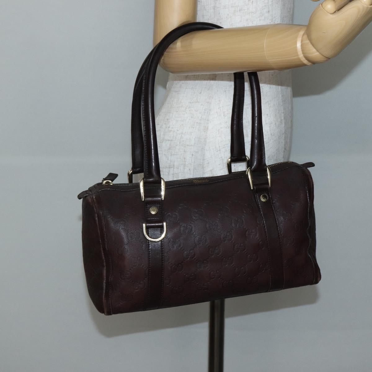 GUCCI GG Canvas Guccissima Hand Bag Leather Brown Gold 130942 Auth 142535