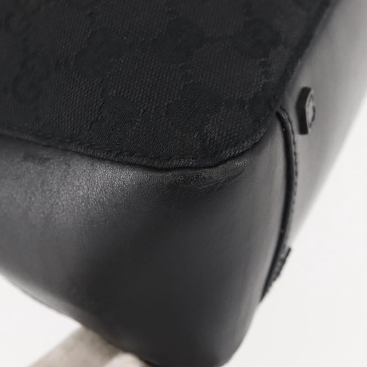 GUCCI GG Canvas Hand Bag Black Silver 94898 Auth 142537