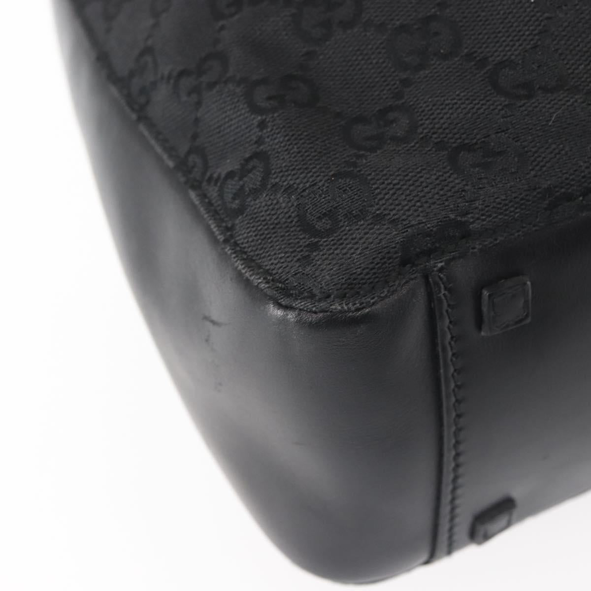 GUCCI GG Canvas Hand Bag Black Silver 94898 Auth 142537