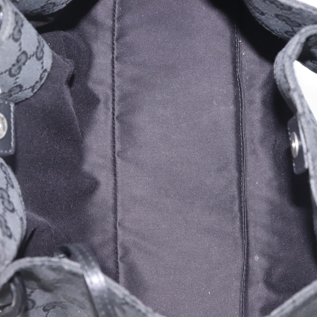 GUCCI GG Canvas Hand Bag Black Silver 94898 Auth 142537