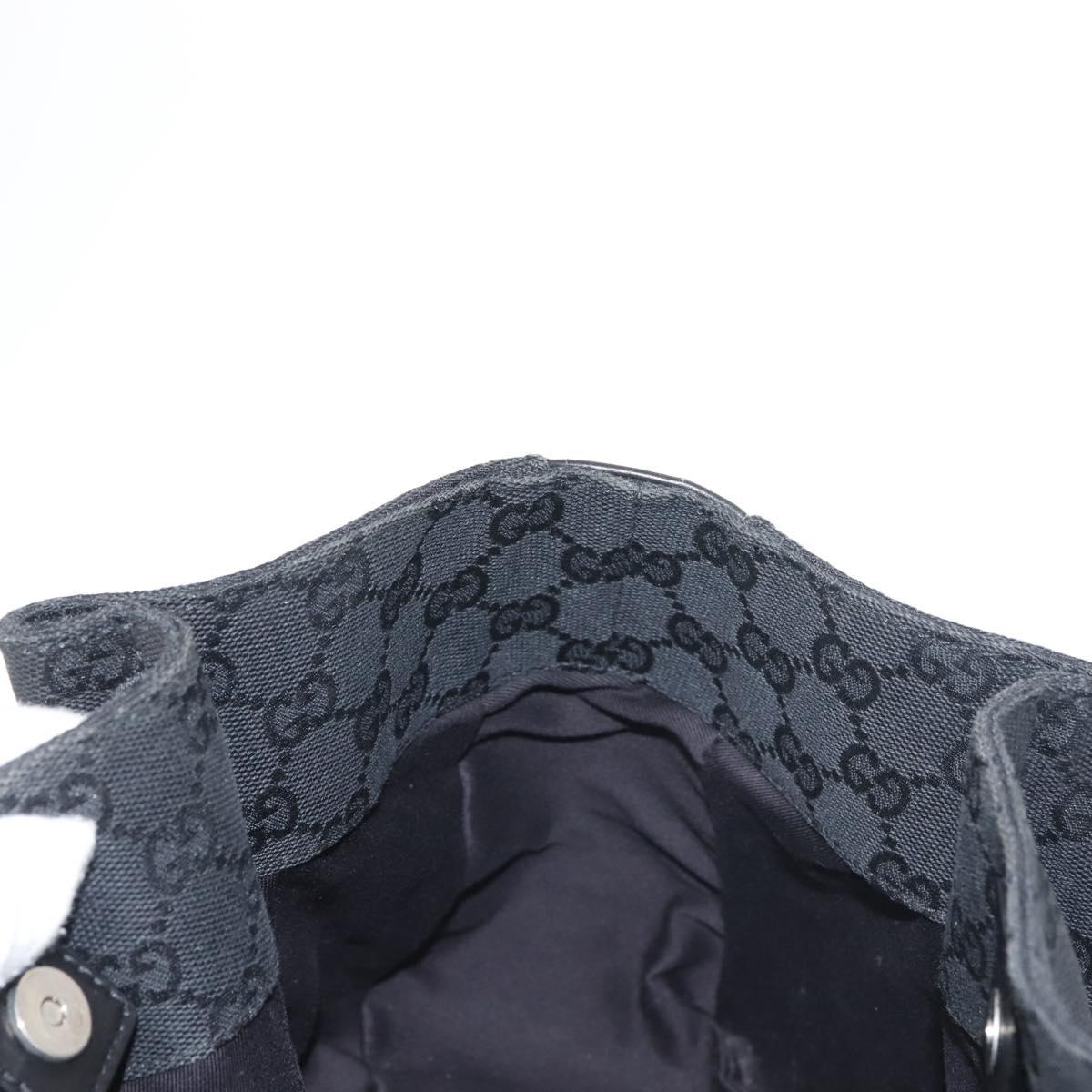 GUCCI GG Canvas Hand Bag Black Silver 94898 Auth 142537