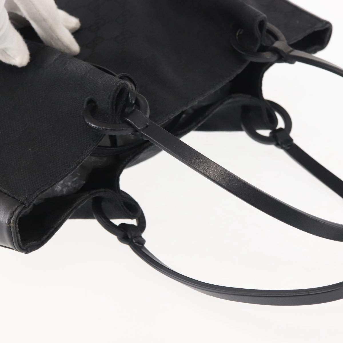 GUCCI GG Canvas Hand Bag Black Silver 94898 Auth 142537