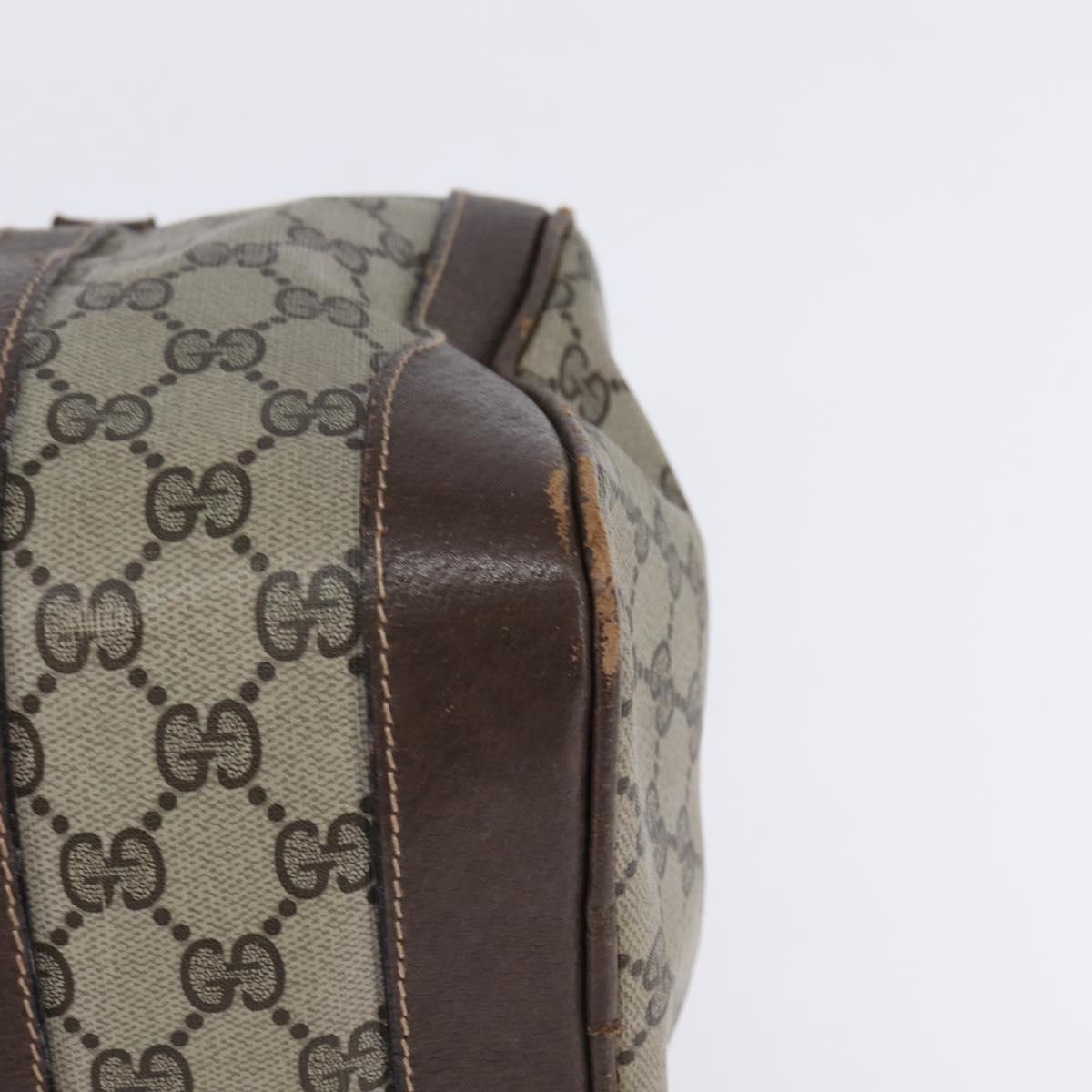 GUCCI GG Supreme Web Sherry Line Hand Bag PVC Beige Gold Red Auth 142539