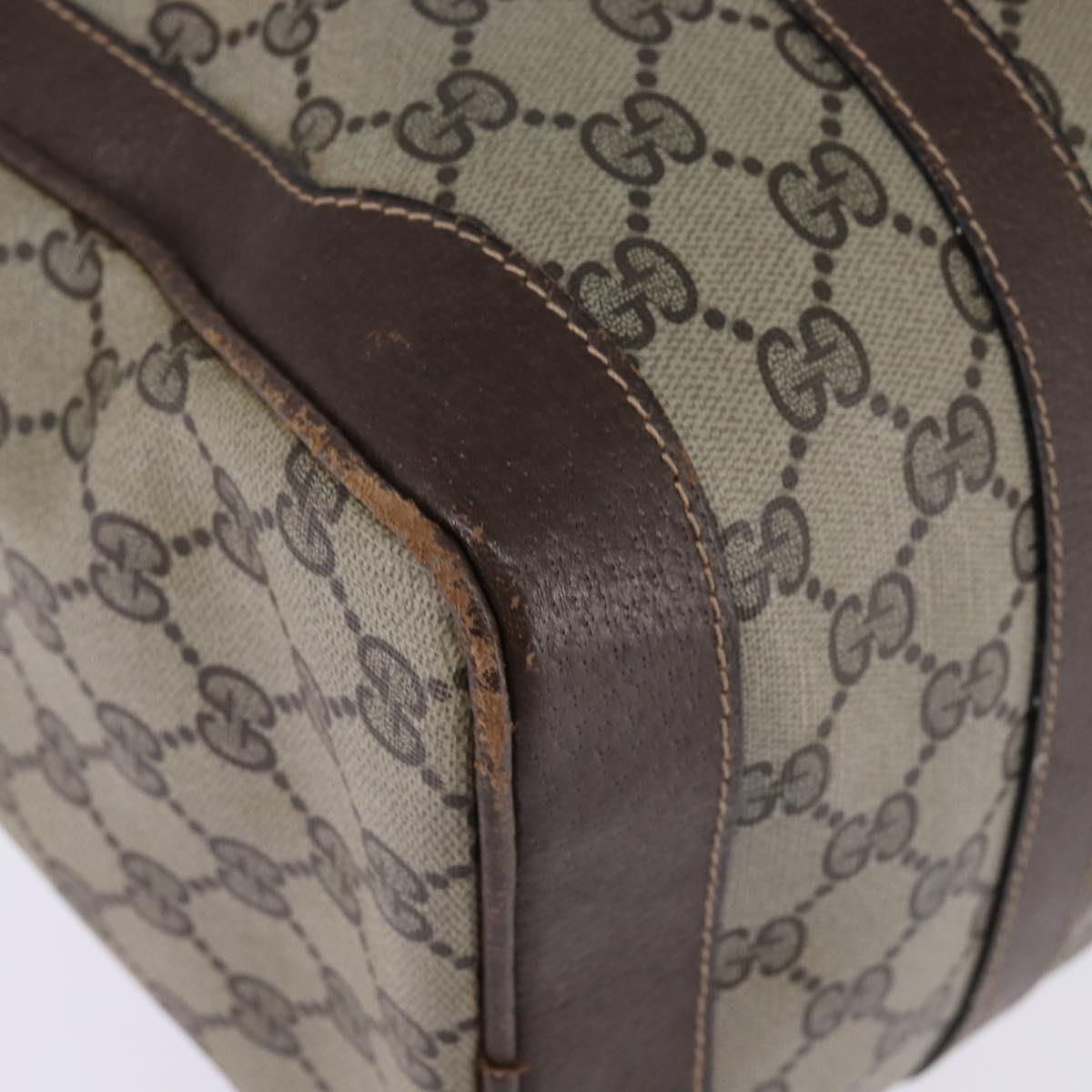 GUCCI GG Supreme Web Sherry Line Hand Bag PVC Beige Gold Red Auth 142539