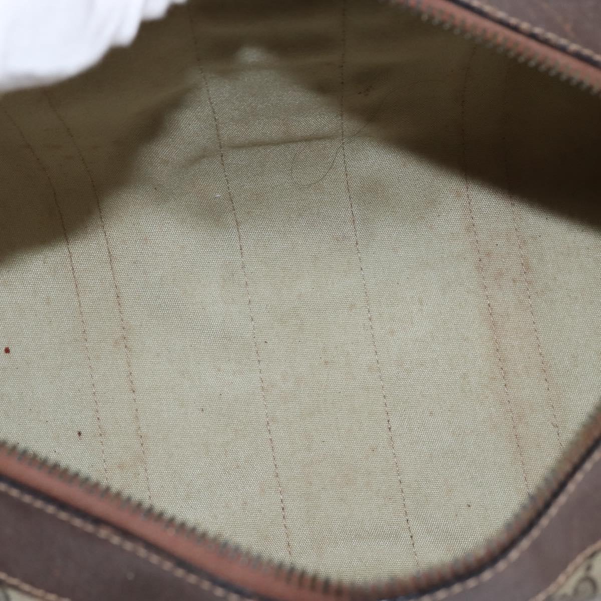 GUCCI GG Supreme Web Sherry Line Hand Bag PVC Beige Gold Red Auth 142539