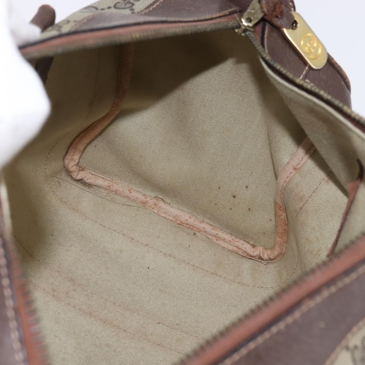 GUCCI GG Supreme Web Sherry Line Hand Bag PVC Beige Gold Red Auth 142539