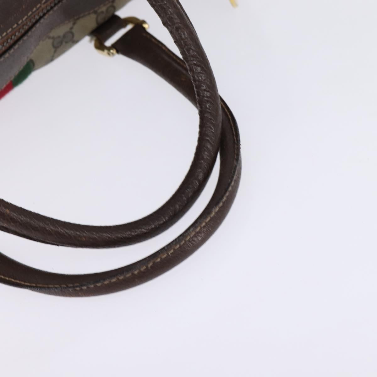 GUCCI GG Supreme Web Sherry Line Hand Bag PVC Beige Gold Red Auth 142539