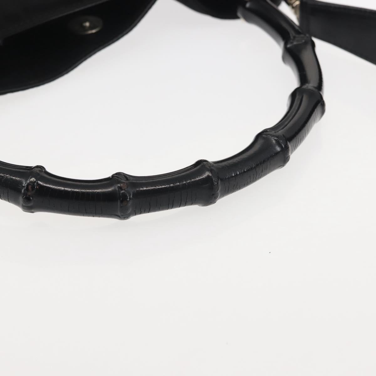 GUCCI Bamboo Hand Bag Canvas 2way Black Silver 001 1638 1705 Auth 142542