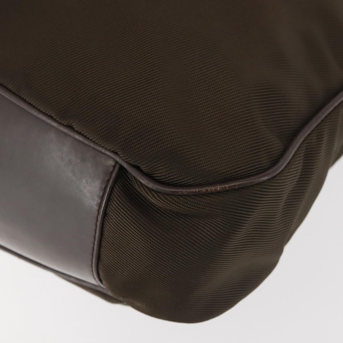 GUCCI Bamboo Hand Bag Nylon 2way Khaki Silver 001 1577 2615 Auth 142547