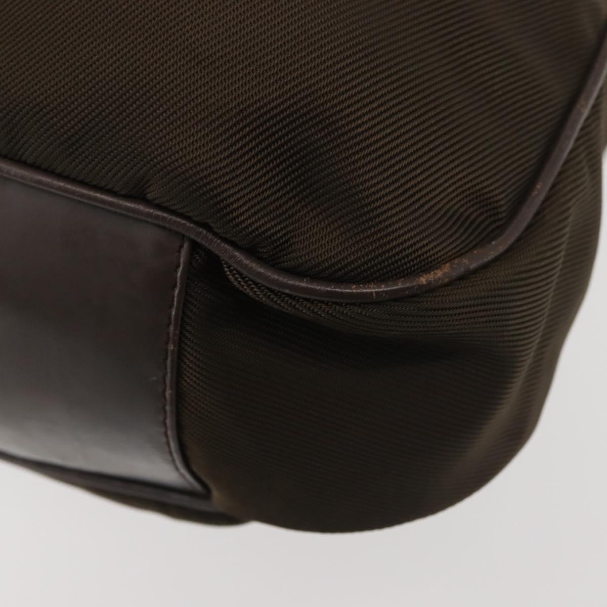 GUCCI Bamboo Hand Bag Nylon 2way Khaki Silver 001 1577 2615 Auth 142547