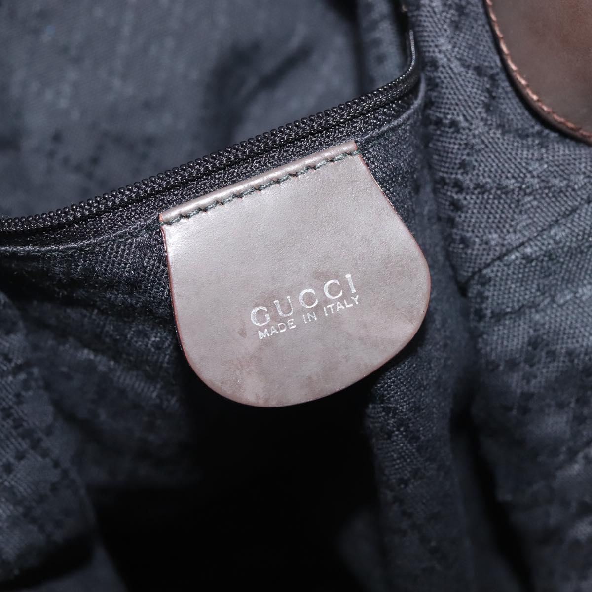 GUCCI Bamboo Hand Bag Nylon 2way Khaki Silver 001 1577 2615 Auth 142547