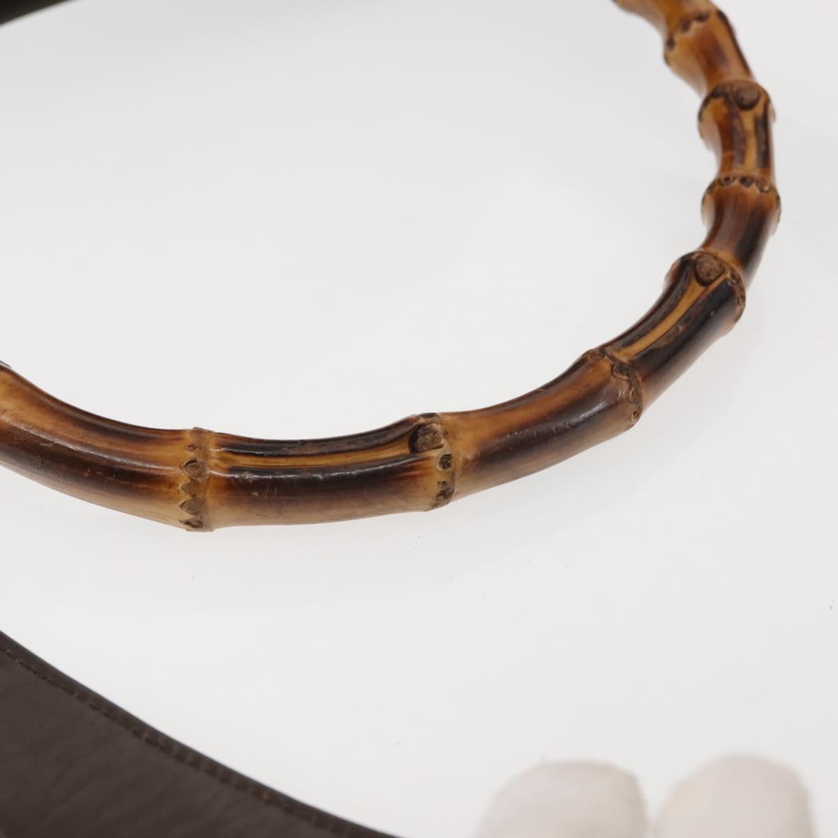 GUCCI Bamboo Hand Bag Nylon 2way Khaki Silver 001 1577 2615 Auth 142547