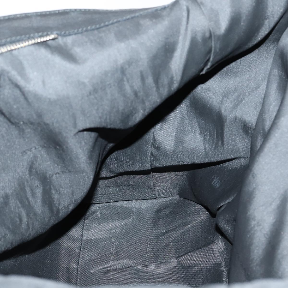 BVLGARI Boston Bag Leather 2way Black Silver Auth 142552