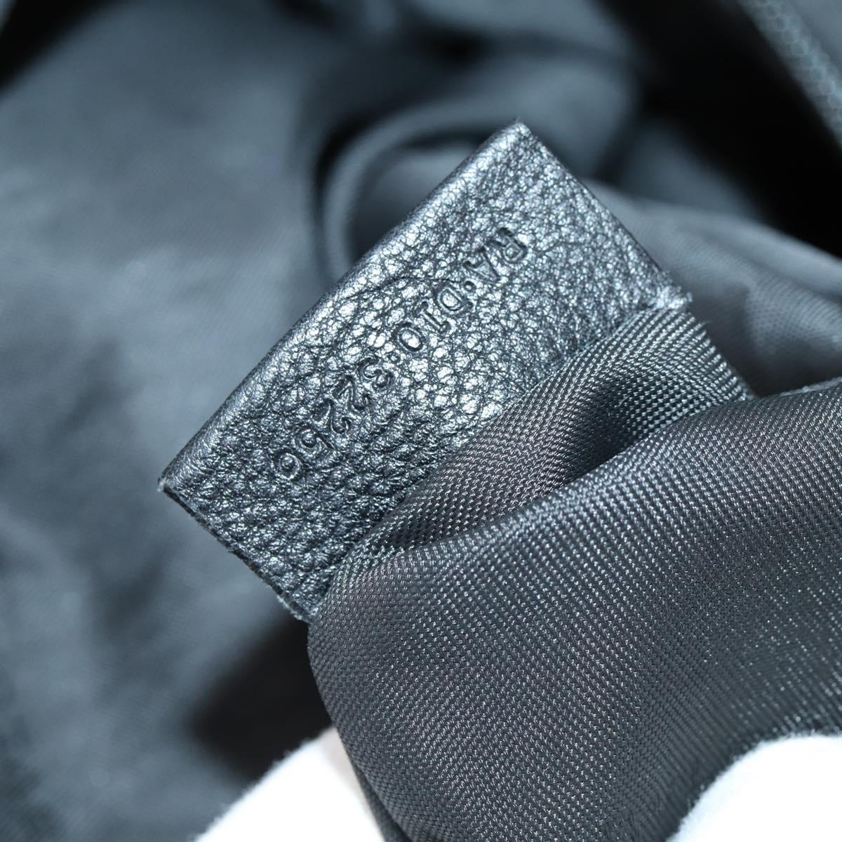 BVLGARI Boston Bag Leather 2way Black Silver Auth 142552