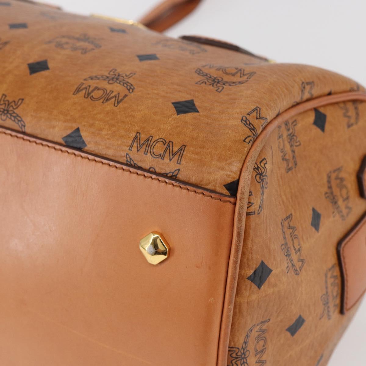 MCM Vicetos Logogram Hand Bag PVC 2way Brown Gold Auth 142555