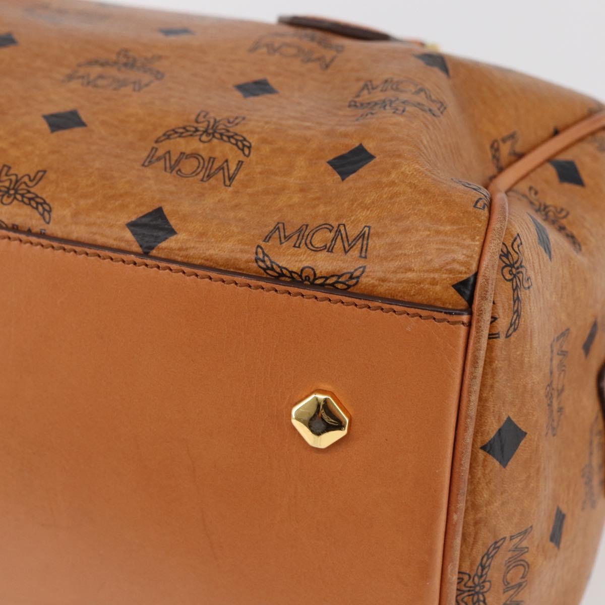 MCM Vicetos Logogram Hand Bag PVC 2way Brown Gold Auth 142555