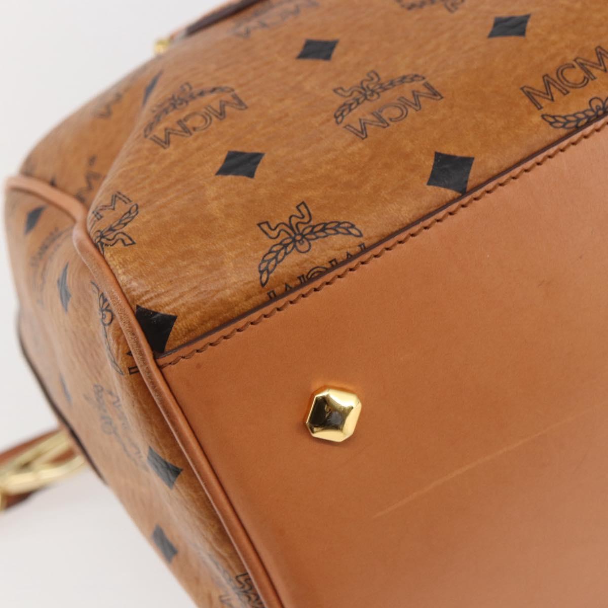 MCM Vicetos Logogram Hand Bag PVC 2way Brown Gold Auth 142555