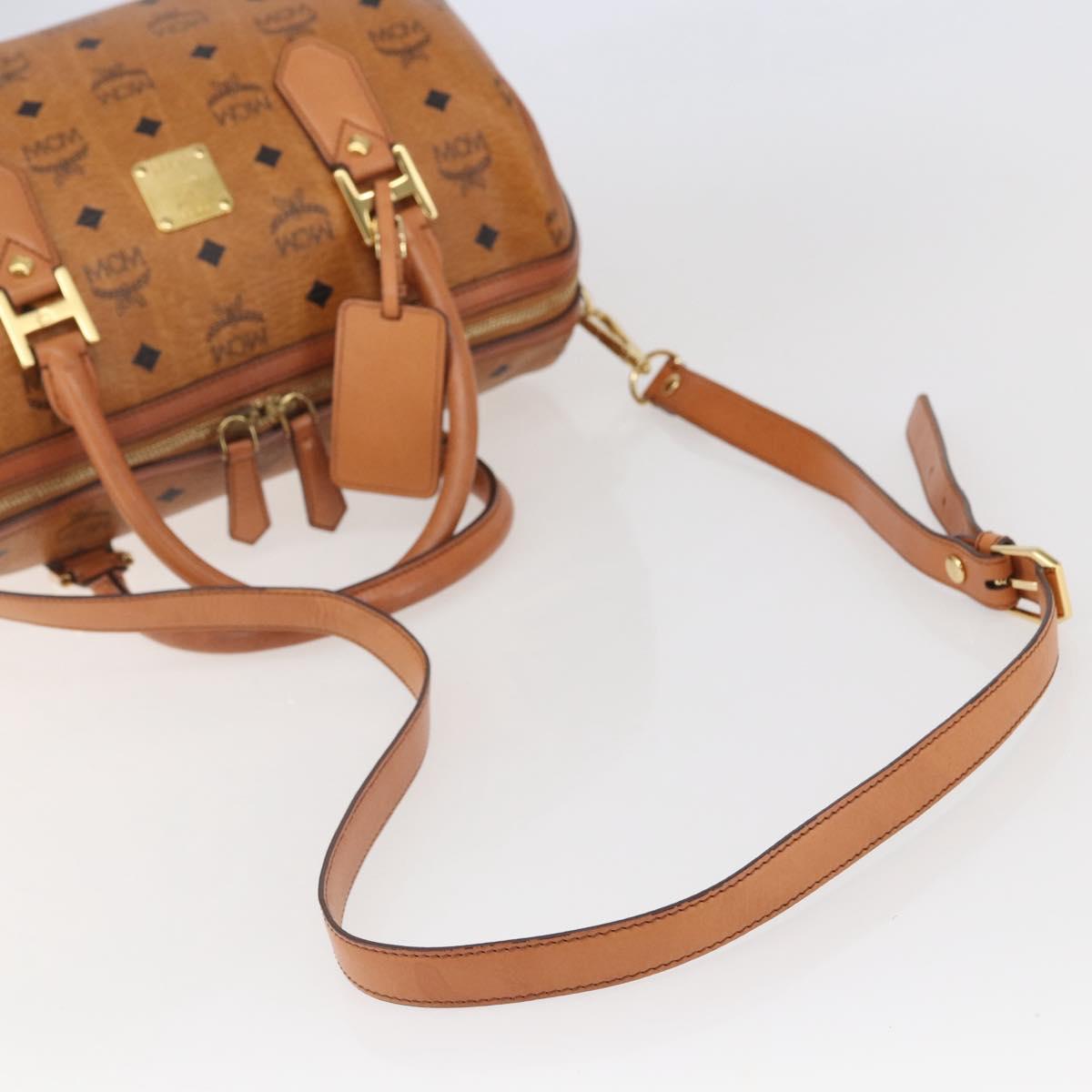 MCM Vicetos Logogram Hand Bag PVC 2way Brown Gold Auth 142555