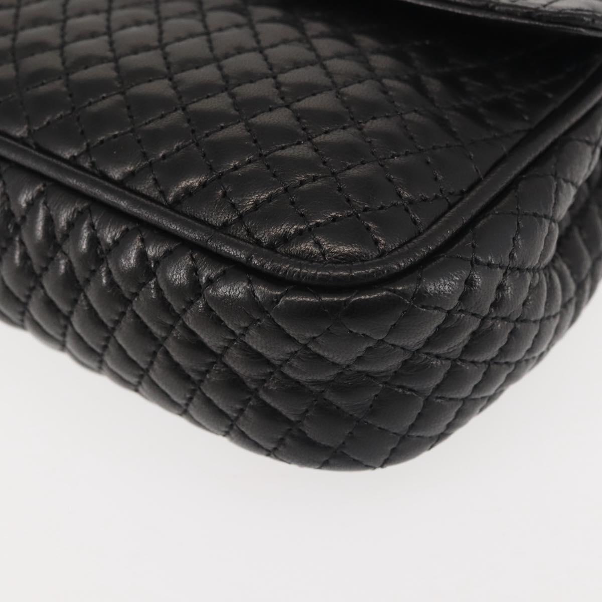 BALLY Chain Shoulder Bag Leather Black Gold Auth 142556