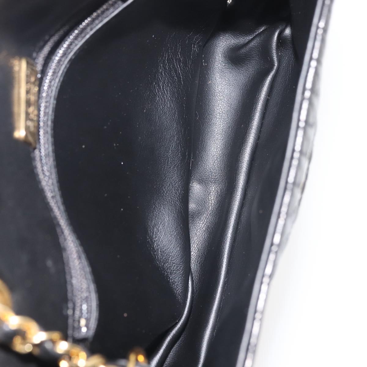 BALLY Chain Shoulder Bag Leather Black Gold Auth 142556