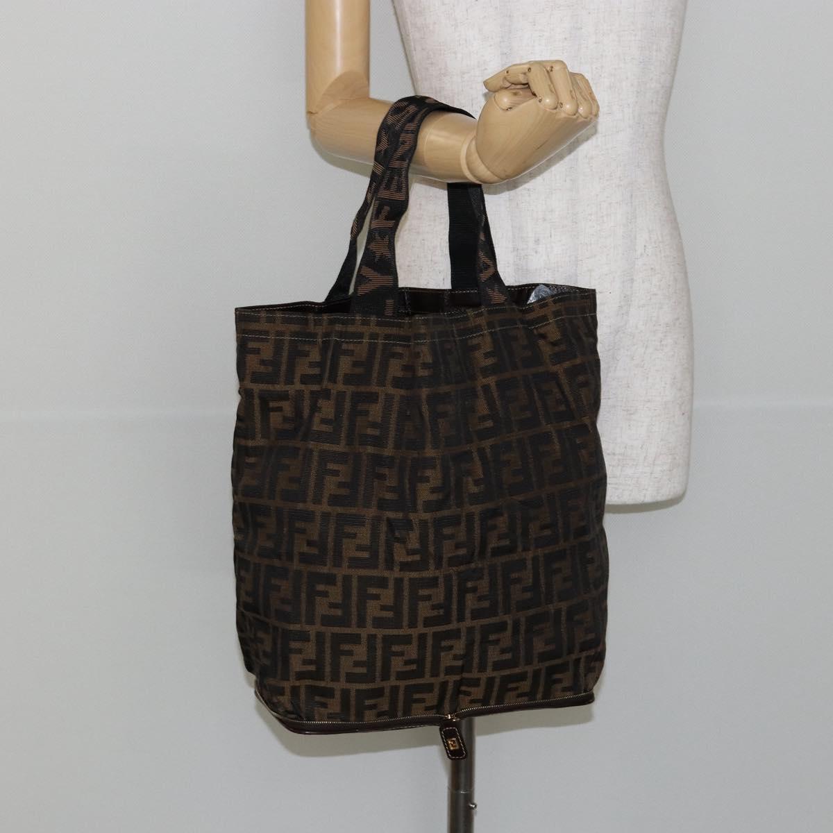 FENDI Zucca Canvas Eco bag Hand Bag Black Brown Auth 142557