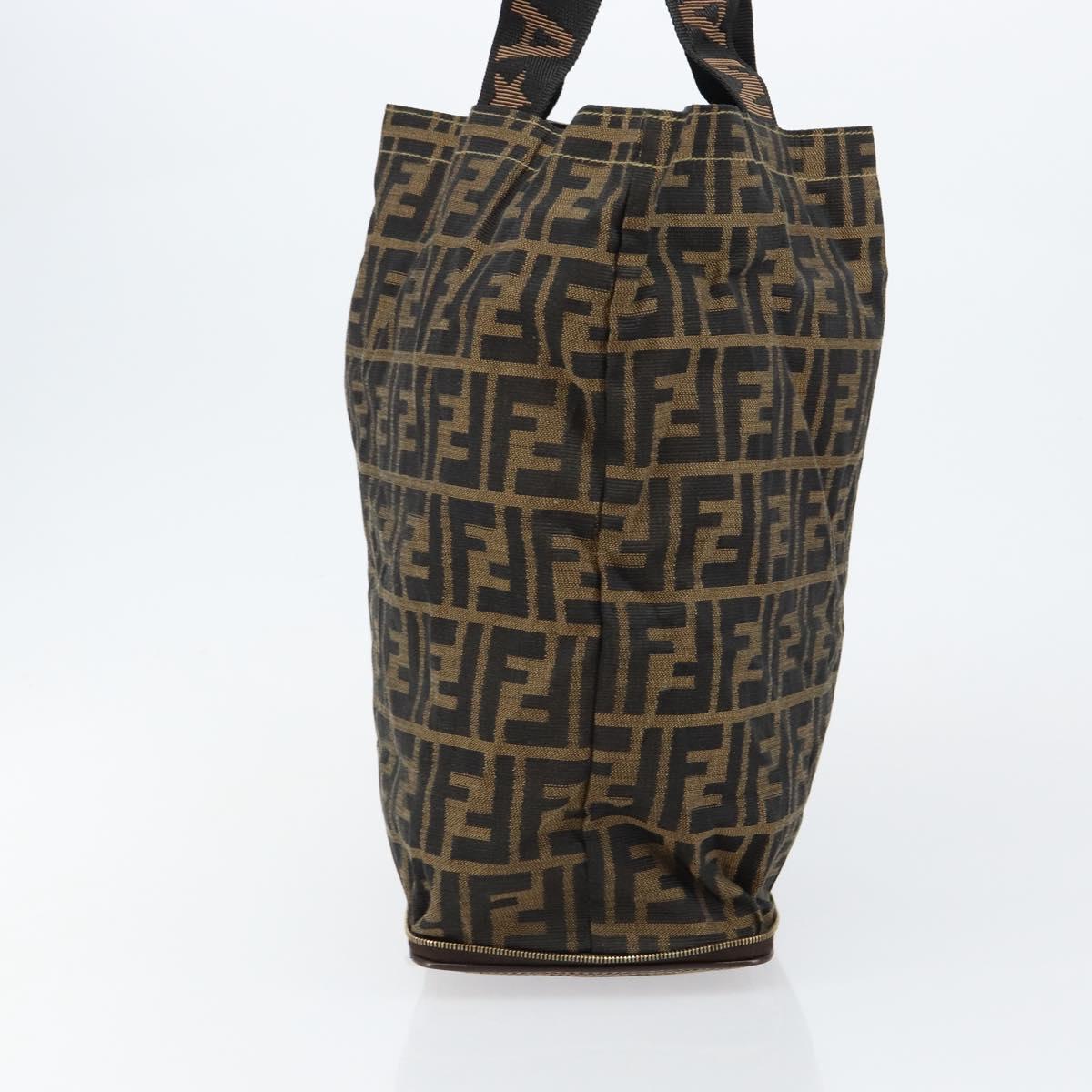 FENDI Zucca Canvas Eco bag Hand Bag Black Brown Auth 142557