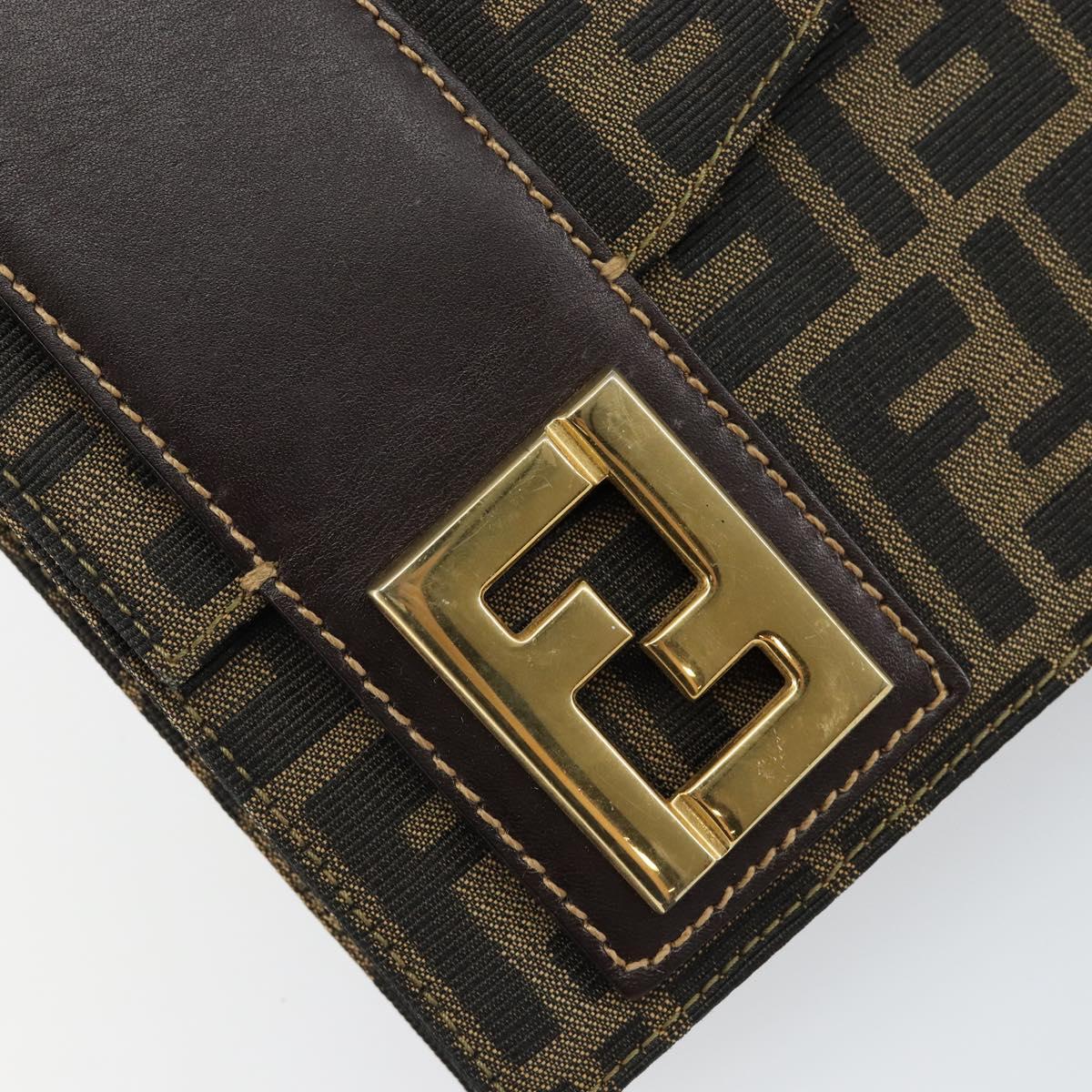 FENDI Zucca Canvas Shoulder Bag Brown Auth 142559